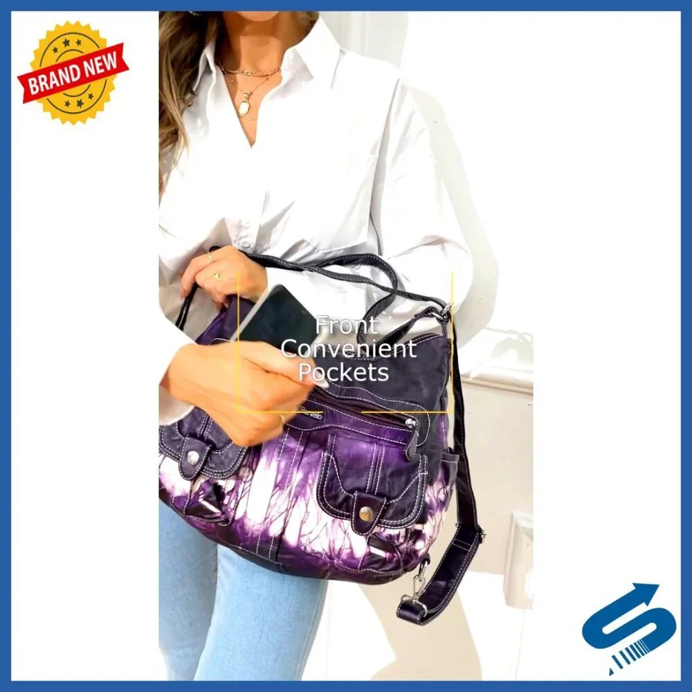 Multifunctional Soft Leather Hobo Backpack Crossbody Bag with Pockets